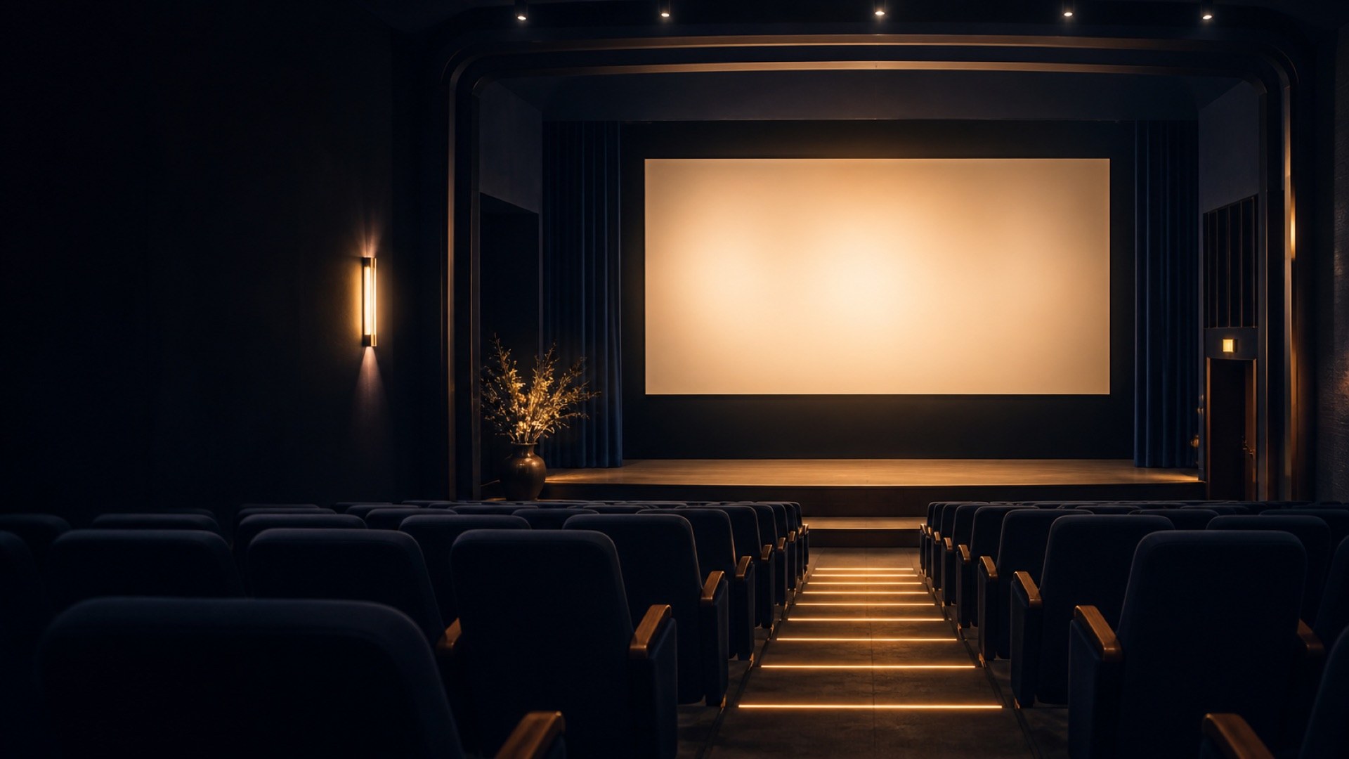 Leinwand und Sitzreihen im Kino